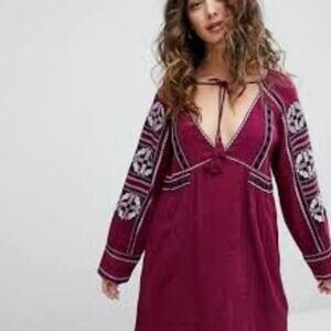 Free People Santiago All My Life Long Sleeve Mini Dress